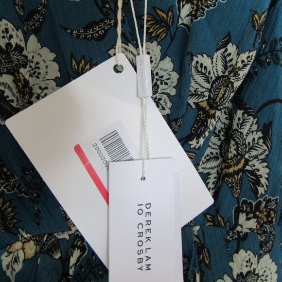 Derek Lam Silk/Cotton Dress,floral, sz.6, lined, dark turquoise - Picture 4 of 8